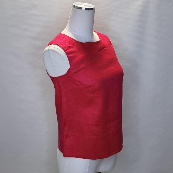 Hobbs London Shirt Womens US 2 Rouge Pink Malindi Linen Sleeveless Back Button - Picture 4 of 15